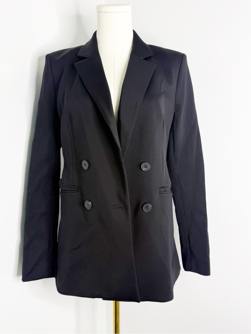 Express Black Double Knit Blazer Small Double Breasted Career Jacket